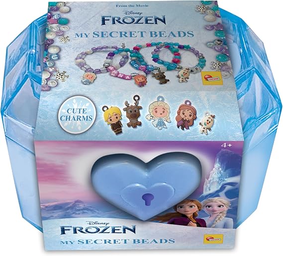 Lisciani - FROZEN: My secret Beads - Jewellery Creation Kit for Kids from 3 Years - Case with Lock and Key - Colourful Beads and Frozen Charms - Make Bracelets and Necklaces