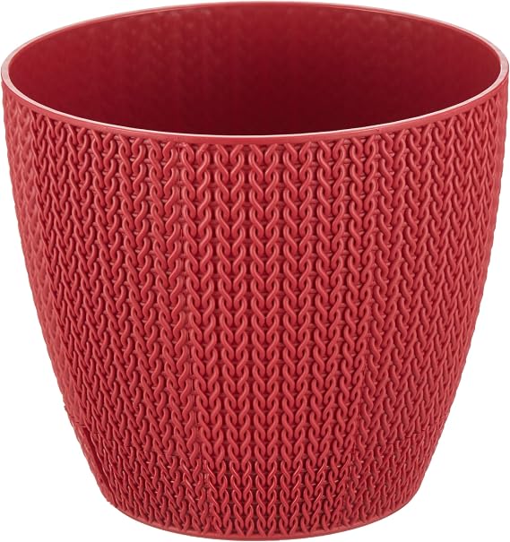 Serinova SML2 Sümela Saksı Tabaklı 14cm, 1,4 Litre Dekoratif Saksı Kırmızı