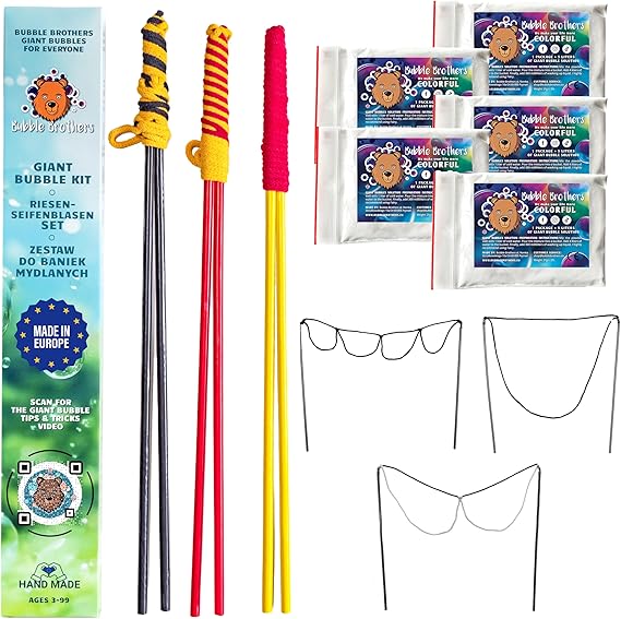 Bubble Brothers Bubble Mix for 10 Litre of Bubble Solution 2 x 5 Litre Bubble Mixture Refill for Giant Bubble Wand Bubble Machine Premium Bubble Mix for Garden Games (5 x 5L + 3 Bubble Sticks)