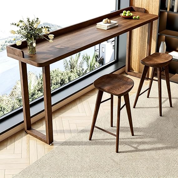 Bar Table, Counter Height Solid Wood Long Narrow Kitchen Pub Table