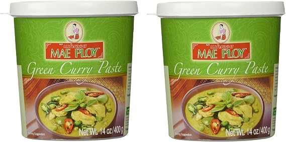 Mae Ploy Thai Green Curry Paste FLaNnO, 2 Pack (14 oz jar)