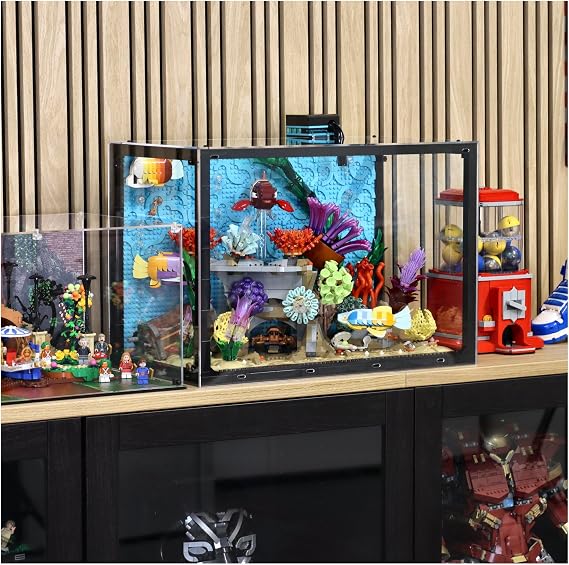 Display Case compatible with LEGO 10366 Tropical Aquarium – Minimalist - (Full Top Panel)