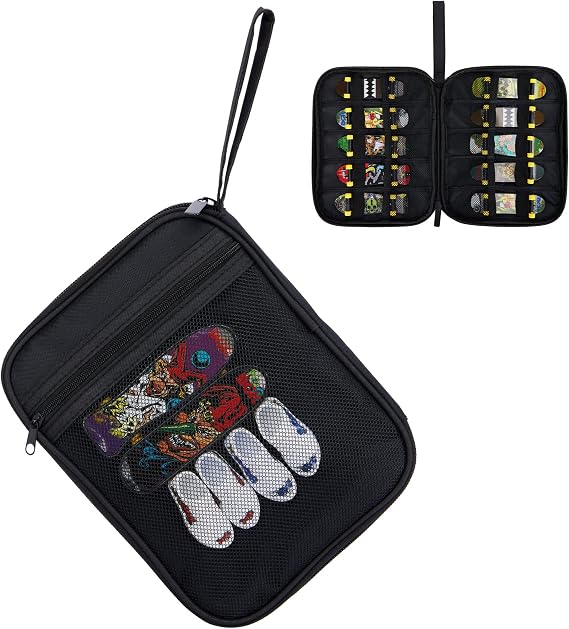 10 Fingerboard Carrying Case Compatible with Tech Deck, Storage Case Compatible with Teck Deck Finger Skateboards, Fingerboard Carry Case Holds 10 Mini Finger Skateboards(Bag Only) (Black)
