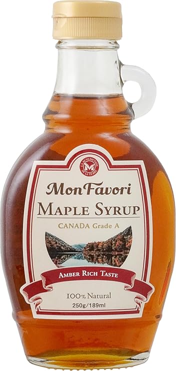 Monfaboli Pure Maple Syrup 8.8 oz 250 g Made in Canada 100% Maple One-Touch Cap Amber Rich Taste Grade A Syrup