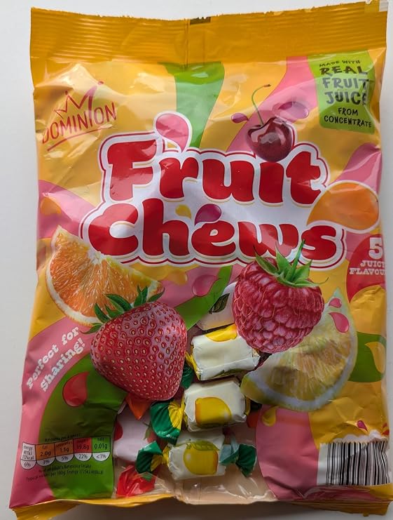 Fruit Chews Assorted Flavours Chewy Sweets 450g Bag | Mixed Fruit Candy | Individually Wrapped