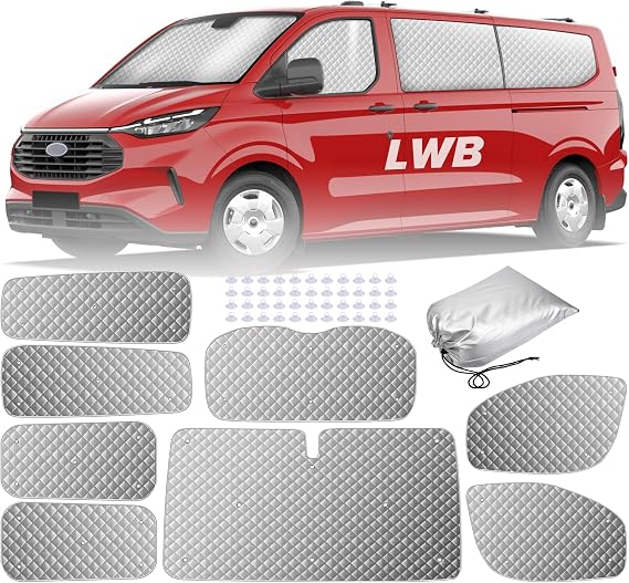 MaxAwe 8Pcs Internal Thermal Blind, Sunshades for Ford Transit Custom LWB
