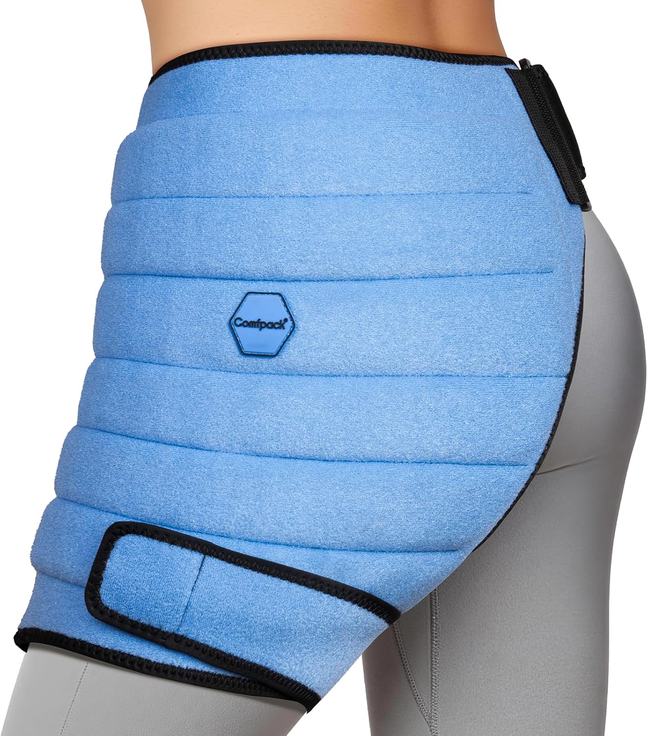 Comfpack Hip Ice Pack Wrap After Surgery with 2 Hours Long Lasting Cold, Flexible & Evenly Cooling Hip Ice Pack for Replacement Surgery, Sciatica, Bursitis
