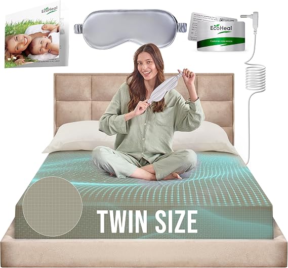 Earth Grounding Fitted Sheet Twin Size 12% Silver Fiber & 4% Silk & 84% Organic Cotton - Green - Soft Earth Well Bed Sheets - Ground Conductive Bed Sheets for Better Sleep