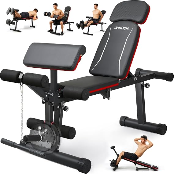 Improved Adjustable Weight Bench 9 Back Positions & Foldable 550