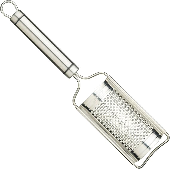 KitchenCraft Oval Handled Professional Stainless Steel Curved Grater, Grating Tool for Cheese, Vegetables, Chocolate, and Zesting, Kitchen Utensil, Dishwasher Safe, 26cm