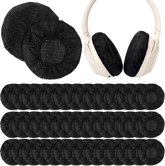 BBTO 200 Parça Tek Kullanımlık Kulaklık Kapakları Kulak Kulak Pedleri 11cm Sıhhi Dokumasız Streç Kulaklık Kulaklık Koruyucu Siyah Sweatproof Kulaklık Kapağı Çoğu Kulak Kulaklığı İçin Uygun