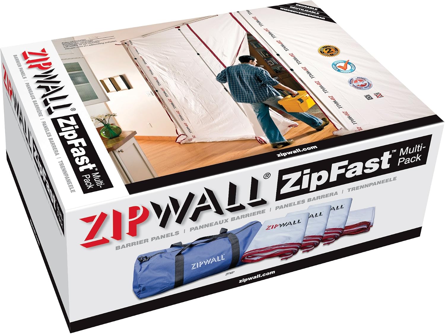 ZipWall ZipFast Reusable Barrier Panels for Dust Barriers, Multi Size Pack, ZFMP