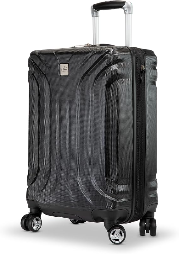 Skyway Nimbus 4.0 Expandable, Durable Hardside, 4 Wheel Spinner, Lightweight Suitcase, Unisex, Stylish, Black, Carry-On 20-Inch, Hardside Expandable Luggage With Spinner Wheels