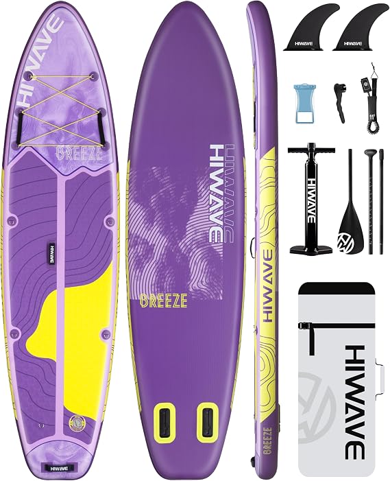 Hiwave Inflatable Stand Up Paddle Board 11’*34”*6” Sup Board, 350lbs Capicity Adult&Youth Paddle Board, Pet Friendly for Ocean&Lake, w/Double Action Hand Pump