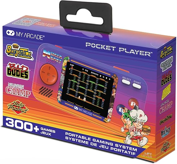 My Arcade Data East Pocket Player: 308 Önceden Yüklenmiş Retro Oyunlarla Taşınabilir Oyun Sistemi, 2.7 inç Renkli Ekran, Hoparlörler (DGUNL-4127),Mor