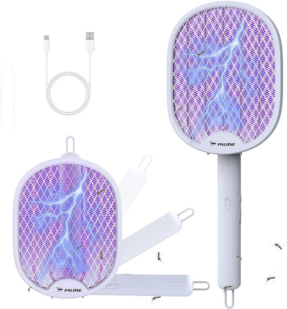 PALONE Foldable 4000V Electric Fly Swatter Bug Zapper, USB-C Charging