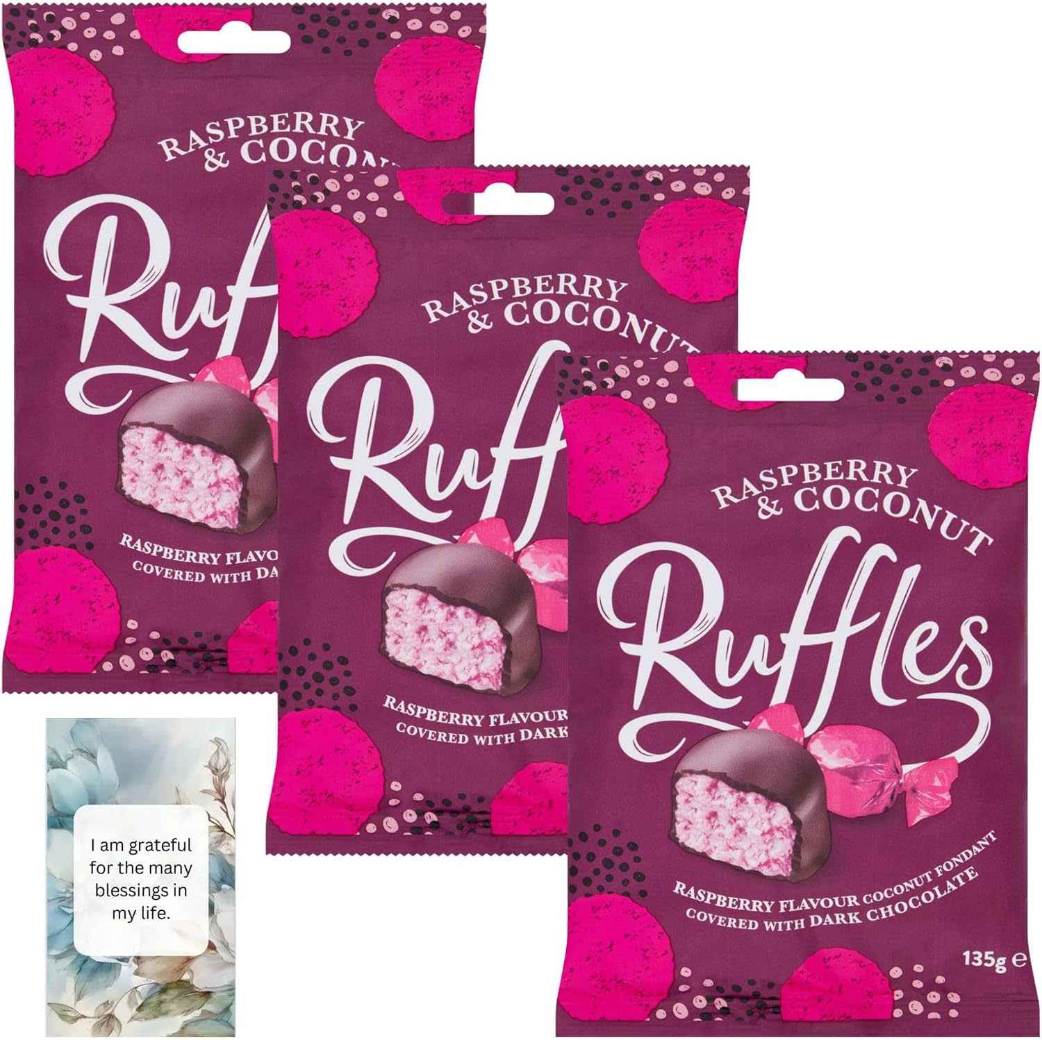 Hamper Bundle With Raspberry & Coconut Ruffle Chocolate 3 Pack – Gift By Oerich