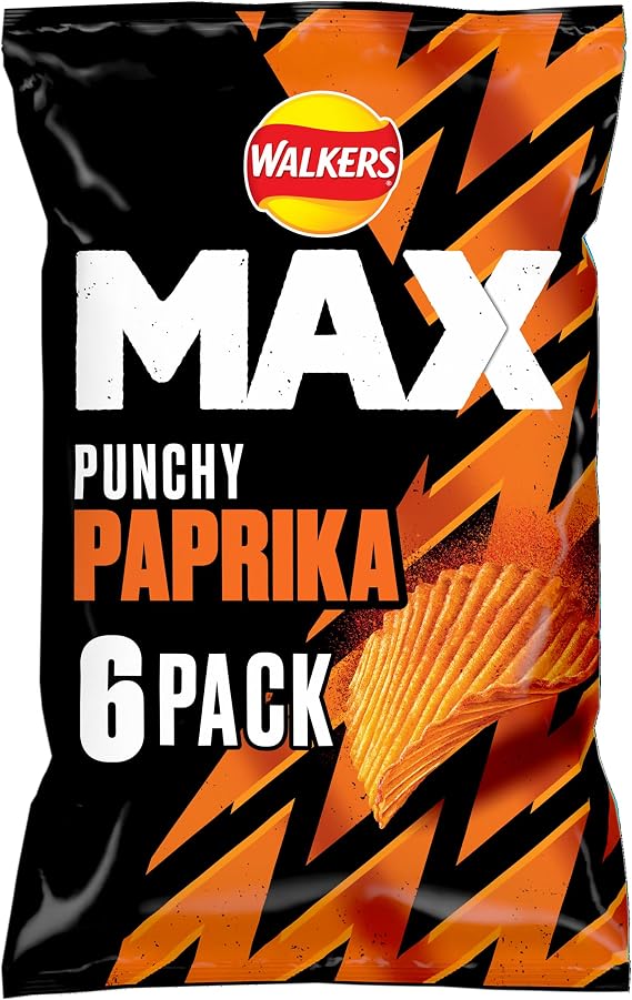 Walkers Max Punchy Paprika Multipack Crisps 6x27g