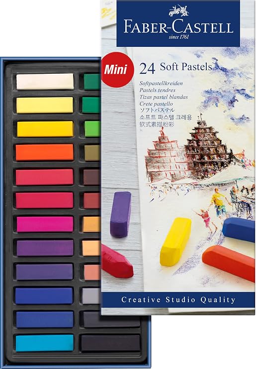 Faber-Castell Creative Studio Non-Toxic Square Soft Pastel Set, 5/16 X 1-1/4 in, Assorted Color, Set of 24