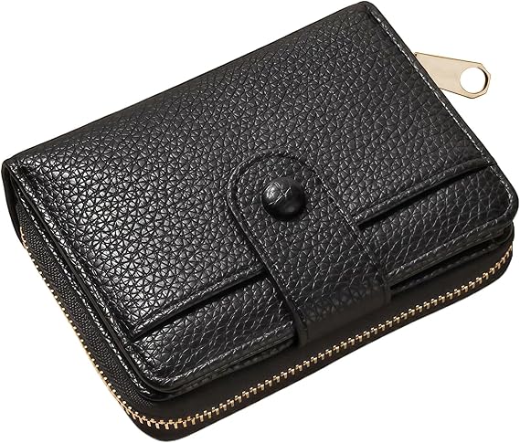 GWAWG Small Ladies Purse Leather,Dainty Black Soft Minimalist Wallet for Women Man,Mini Wallet for Teenagerswallets,Card Cases&Money Organisers with Zipper Coin Pocket with Multiple Card Slots