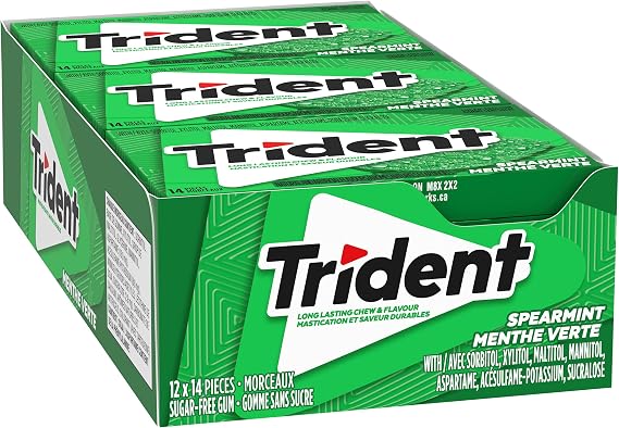 Trident Trident Sugarfree Gum, Spearmint, 12 Count