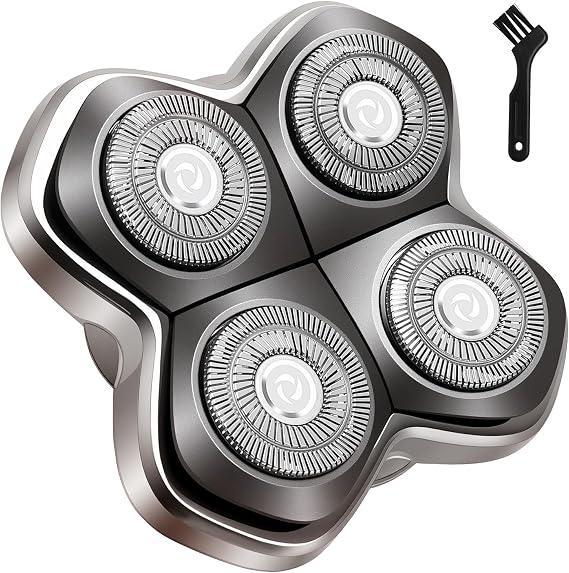 Shaver Replacment Heads Compatible with Skull Pitbull, Butterfly Kiss PRO & Palm Head Shaver, 4 Dual Track Heads Floating Replacement Blades Compatible, Wet & Dry Head Shaver for Bald Men