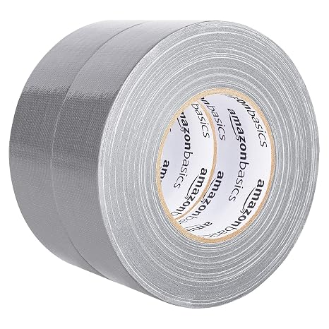 Amazon Basics Gaffer Tape, 5 cm W x 54.8 m, 2 count (Pack of 1), Silver