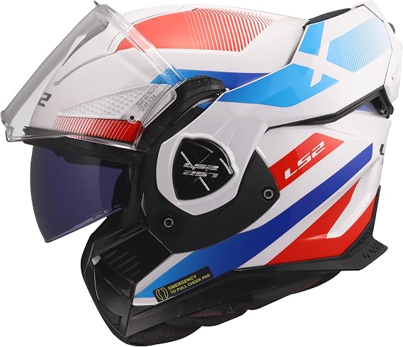 LS2, ADVANT X NOVA Modular Motorcycle Helmet White Blue Red