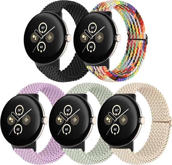 3 Paket Google Pixel Saat Kordonu ile Uyumlu Kadın Erkek için Elastik Naylon Esnek Nefes Alabilir Kayış, Ayarlanabilir Bileklik Değiştirme Google Pixel Watch için