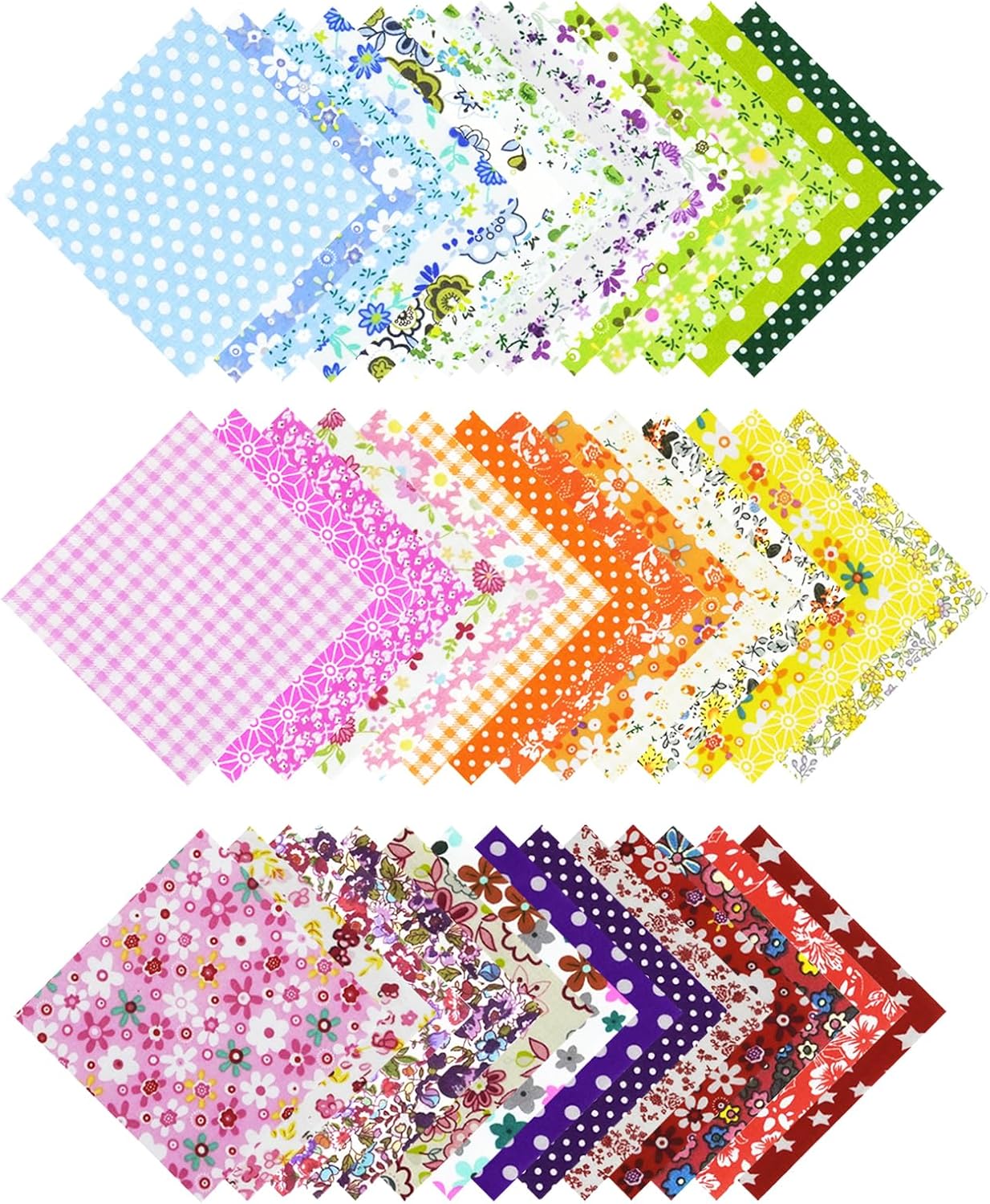 Cotton Fabric Patchwork Fabrics – 50 Pieces Cotton Fabric Squares for Sewing, Quilting Squares, Patchwork Packs Pre-Cut for Patchwork, Artecraft Sewing, Sewing DIY