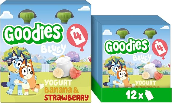 Goodies Bluey Kids Snack Fruit Yoghurt Pouches, 3 x (4 x 100 g)