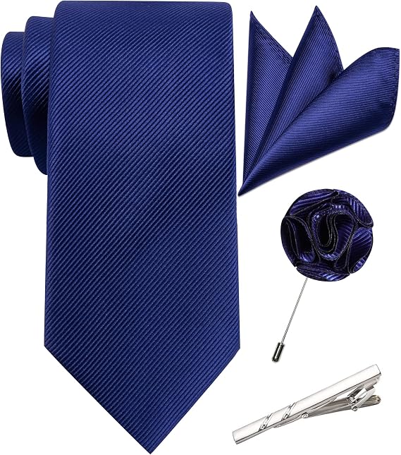 Solid Ties for Men Satin Necktie and Pocket Square Set Wedding