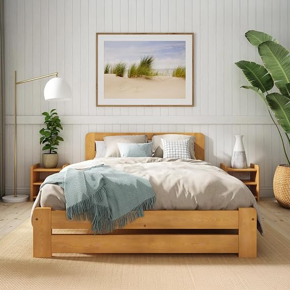 Single Bed Frame 3ft, F1 Solid Wooden, Sturdy Slats, Easy Assembly