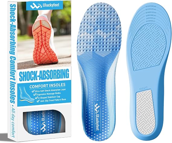 Memory Foam Insoles,Comfortable Insoles for Men & Women,Work Boot Cushion Inserts for All-Day Comfort Massage Shock Absorbing Insole-XL[UK Man 7.0-12.0]