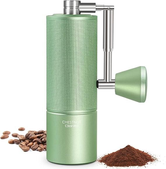 TIMEMORE Chestnut C3 ESP PRO Coffee Grinder Manual, Upgrade Integrated All-Metal Body, Hand Coffee Grinder with Folding Handle, for Espresso to French Press, Green