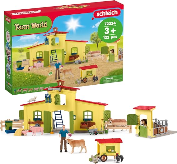 Schleich Farm World - 123Pc Large Farm Pony Box Playset - Kids 3+ | 72224