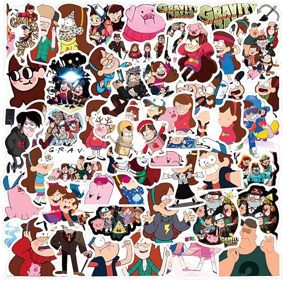 50 Pcs Cute Gravity Falls Stickers for Laptop Bumper Skateboard Water Bottles Computer Phone Guitar Cartoon Stickers for Kids Teens Adults