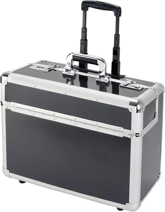Alumaxx Trolley Pilot Case Laptop Compartment 2 Combination Locks Silver-Carbon Aluminium Ref 45129