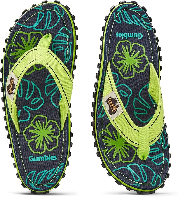Gumbies Islander Unisex Flip Flops, with Supersoft Cotton Toe Post and Durable Recycled Rubber Sole - Comfort