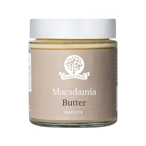Nutural World - Creamy Macadamia Butter 100% Pure (170g Net) in Glass Jar - Vegan No Added Salt Sugar or Palm Oil