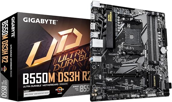 GIGABYTE B550M DS3H R2.0 AM4 DDR4 4733MHz(OC) PCIe 4.0 M.2 NVMe Gigabit LAN mATX Anakart
