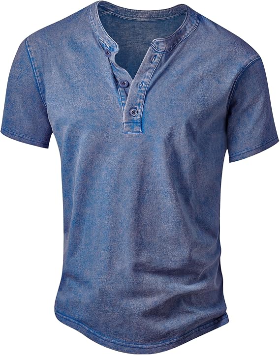 NITAGUT Mens Shirts Short Sleeve V-Neck Button Down Knitted Henley T Shirt