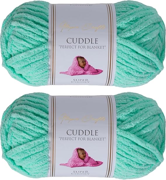 Utopia Crafts Cuddle Super Chunky Chenille Soft Yarn 2X 100g (Mint)