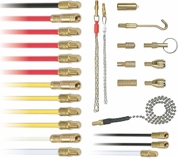 Super Rod CRSK12 12m 36ft Cable Installation Kit with 13 Cable Handling Attachments