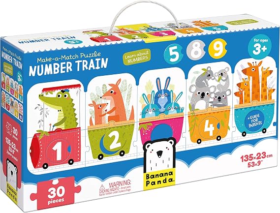 Banana Panda - Make-a-Match Puzzle Number Train - Contains 30 Large Pieces for Learning Numbers and Colours as well as a Guide for Parents with Creative Game Ideas, for Children Aged 3 and Above