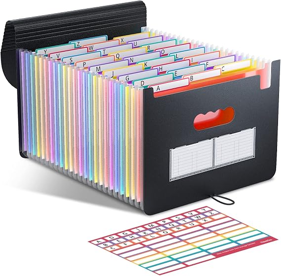 ThinkTex 26 Pockets Expanding File Folder, A4 Expanding File Folders
