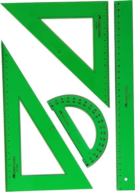 Faber-Castell 66021 – School Pack – Square – Ruler – Semicircle – Green