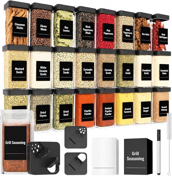Famhap Spice Jars with Lids and Labels 24 Pack 120ml