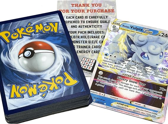 Pokemon TCG 50 Random Cards Including Holos, Rares & 1 Ultra Shiny Plus Toy Box Card
