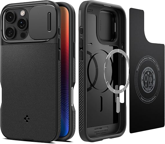Spigen iPhone 16 Pro ile Uyumlu MagSafe Kılıf Optik Armor Mag Fit Black - ACS08149